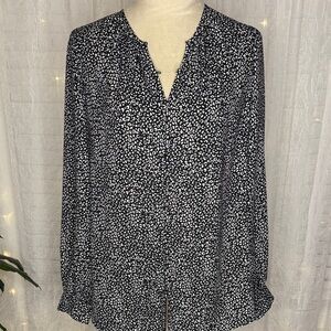 Nine West Black and White Patterned Blouse